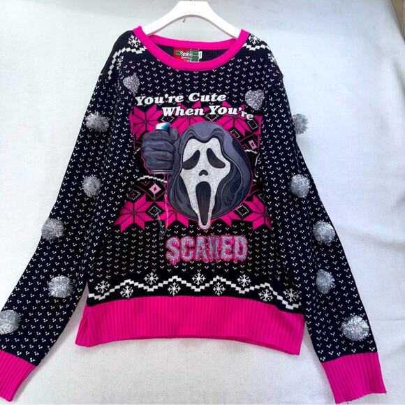Spencer's Sweaters - Women’s Spencer’s Ghost Face Light-up Pink Sweater with Sounds size Large *Read*